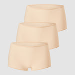 Women's Stretchy Mid Waist Boy Shorts 3 Pack Beige (3pack)