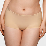 Women's Stretchy Mid Waist Boy Shorts 3 Pack Beige (3pack)