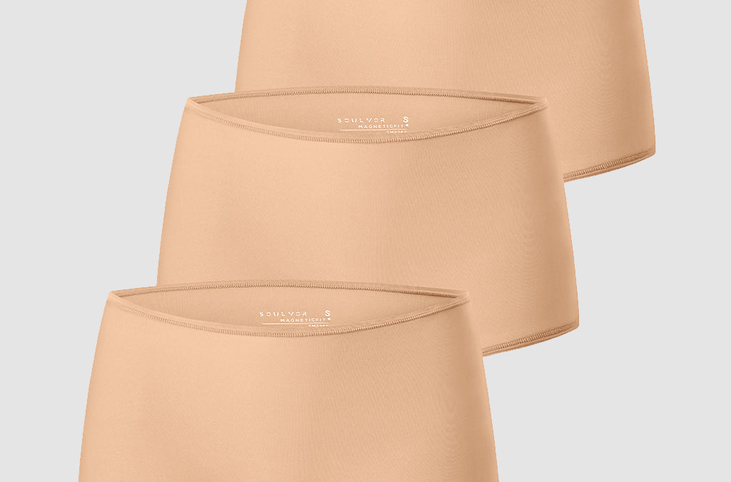 Women's Stretchy Mid Waist Boy Shorts 3 Pack Warm Beige (3pack)