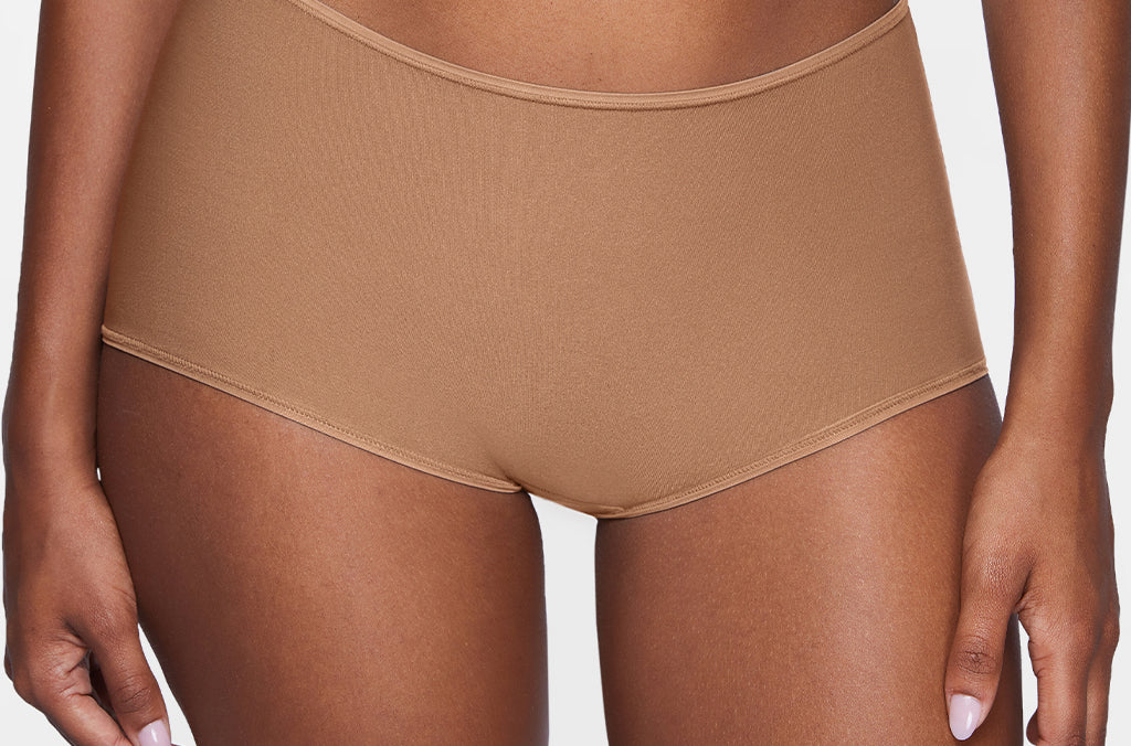 Women's Stretchy Mid Waist Boy Shorts 3 Pack Natural (3pack)