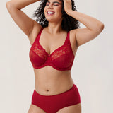 Women's Beauty Lace Bra Dark Red