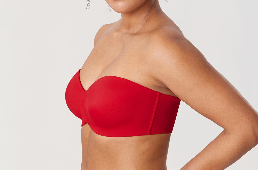Women's Underwire Strapless Bra Lipstick Red @model_info:ES3