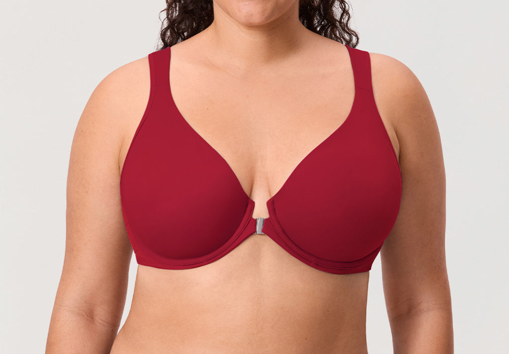 Women's Plunge Back Posture Bra Dark Red