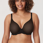 Women's Vintage Lace Sheer Mesh Bra Black