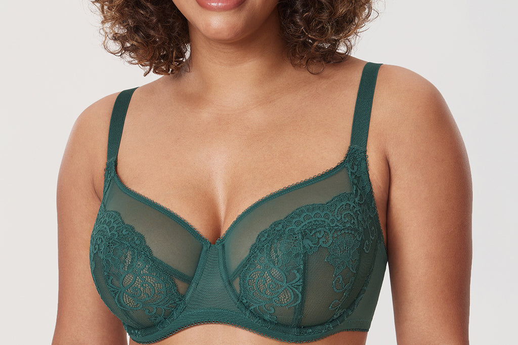 Women's Vintage Lace Unlined Bra Midnight Emerald