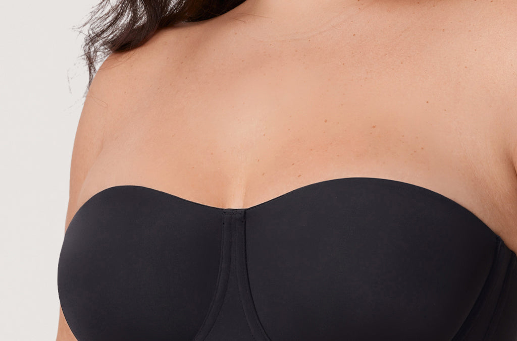 Women's Supportive Unlined Strapless Bra Black