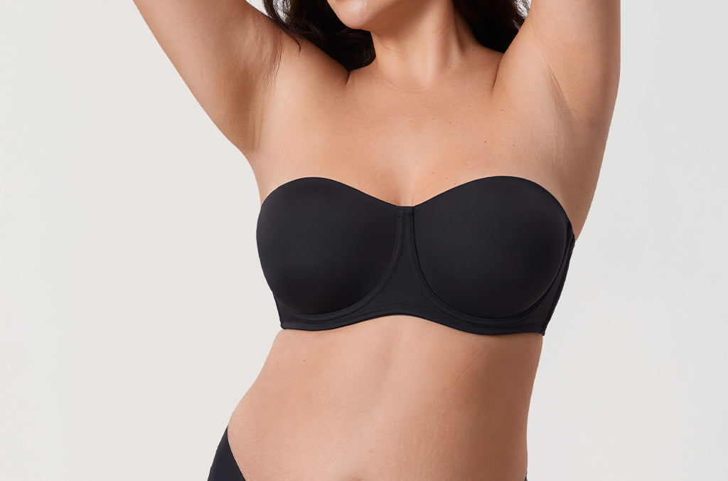 Women's Supportive Unlined Strapless Bra Black