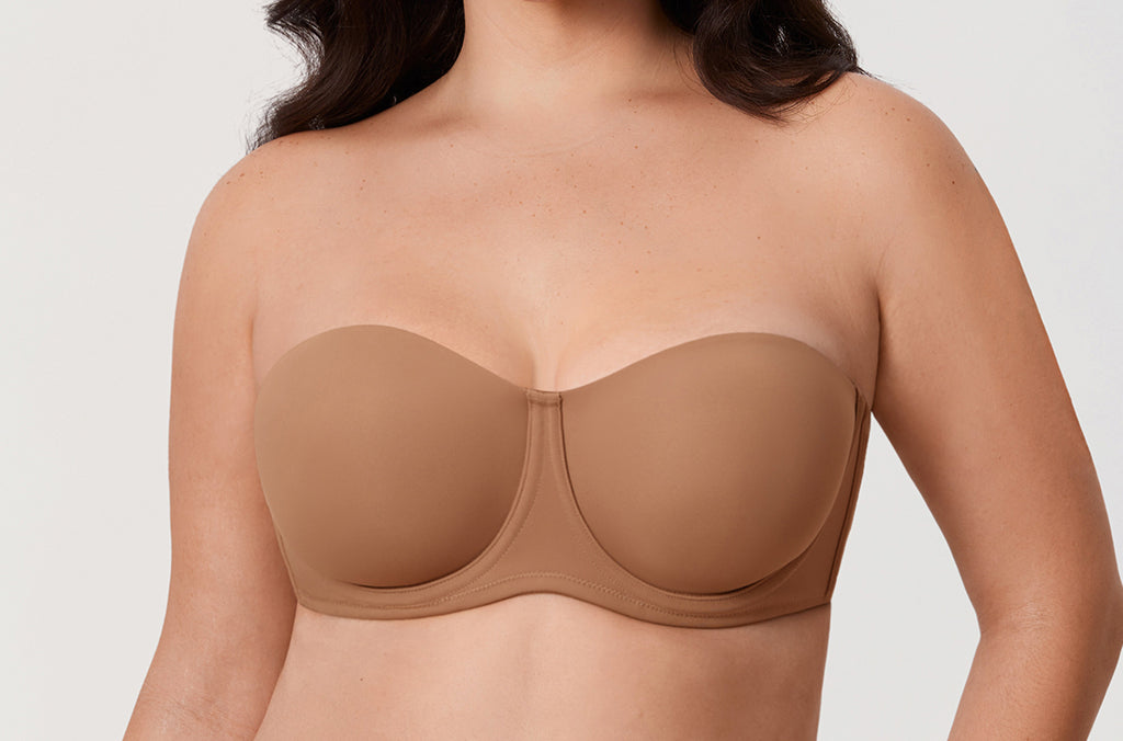 Women's Supportive Unlined Strapless Bra Gravel Beige