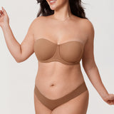 Women's Supportive Unlined Strapless Bra Gravel Beige
