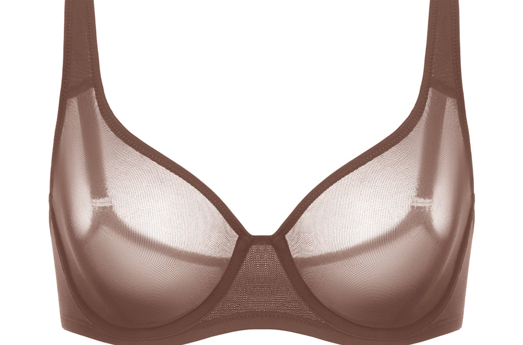 Women's Underwire Mesh Bra Brown Purple