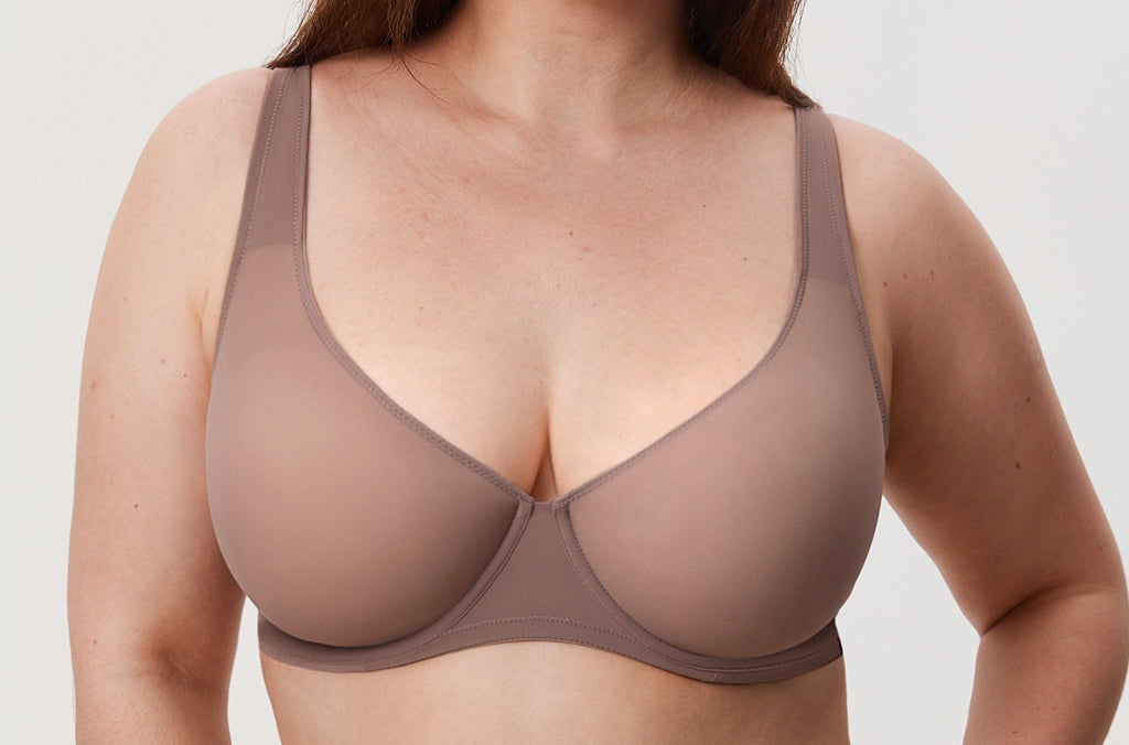 Women's Underwire Mesh Bra Brown Purple