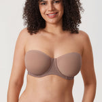 Women's Mesh Unlined Strapless Bra Brown Purple