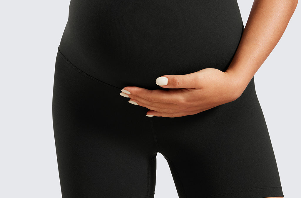 Women's Super High Waist Maternity Shorts 4" Black