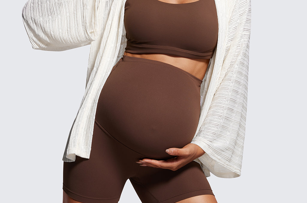 Women's Super High Waist Maternity Shorts 4" Dark Forest Green
