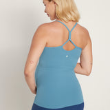 Women's Y Back Maternity Tank - Ruched Sides White
