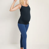 Women's Y Back Maternity Tank - Ruched Sides Blue Ashes