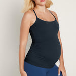 Women's Y Back Maternity Tank - Ruched Sides Mysterious Grey
