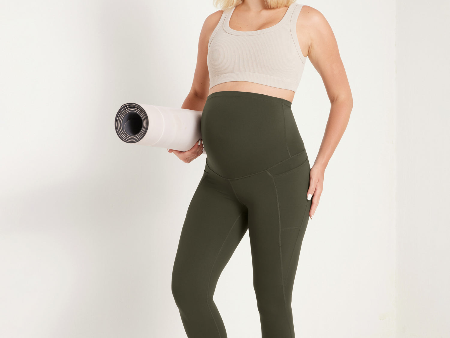 Women's Maternity Leggings with Pockets 25" Taupe