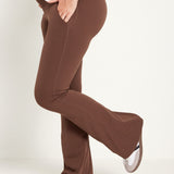 Women's Maternity Flare Leggings with Pockets 31" Coffee Brown
