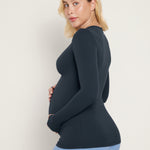 Women's Crewneck Maternity Long Sleeve Shirts Dark Lavender Purple