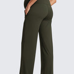 Women' Maternity Wide Leg Pants with Pockets 31.5" Olive Green